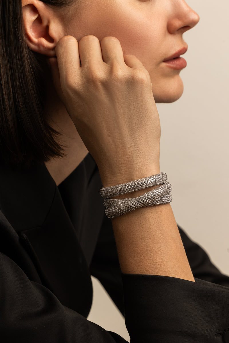 PULSERA MULTIDONUT PAVÉ PLATA