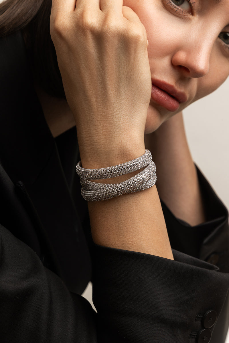 PULSERA MULTIDONUT PAVÉ PLATA