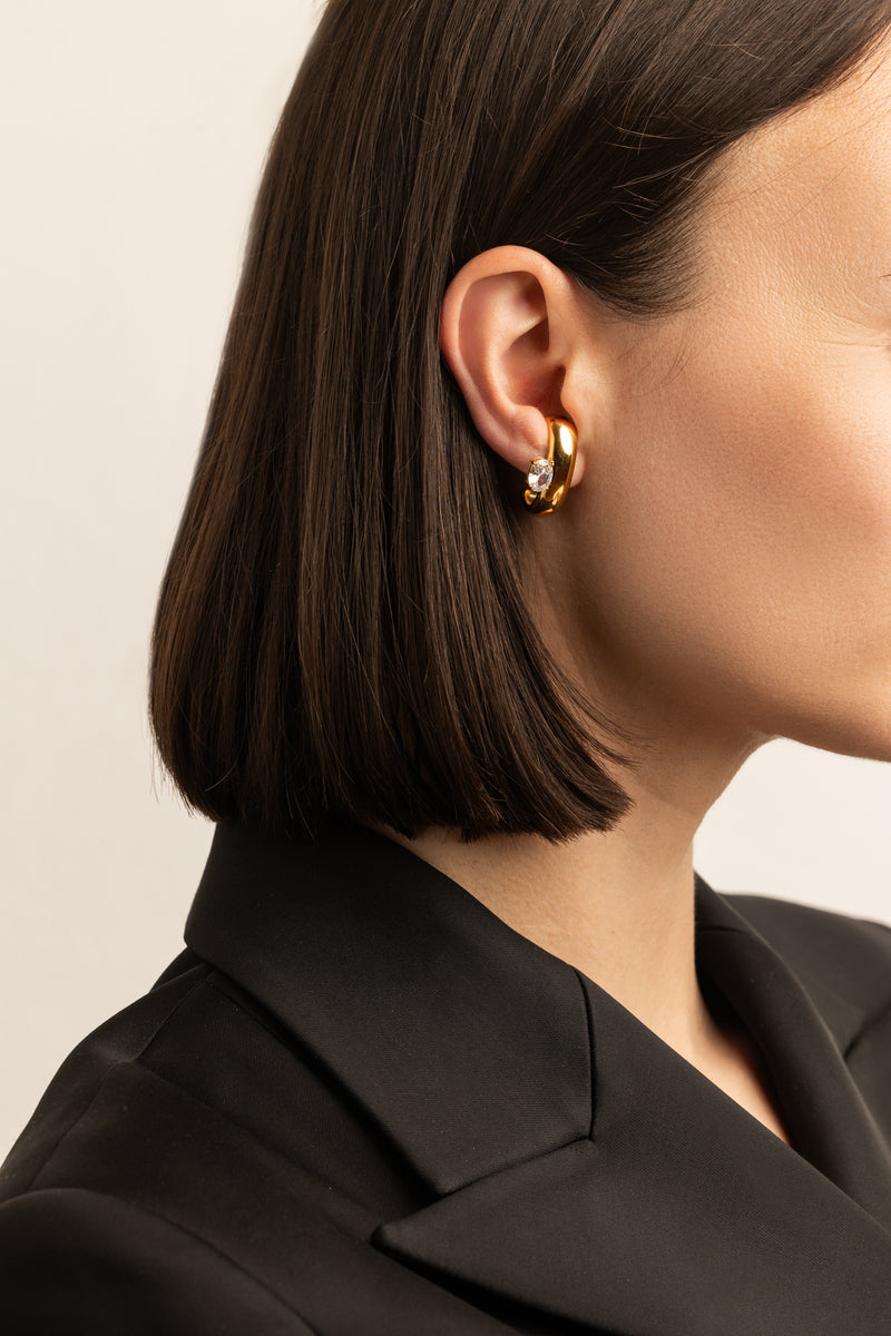 GOLD ZIRCON DONUT EARRINGS