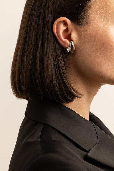 SILVER ZIRCON DONUT EARRINGS