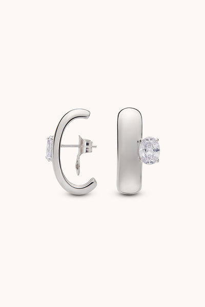 SILVER ZIRCON DONUT EARRINGS