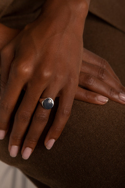 SILVER FLASH PINKY RING